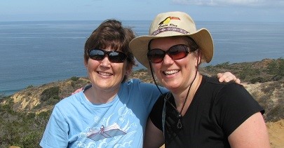 With my sister Becky at Torrey Pines in California